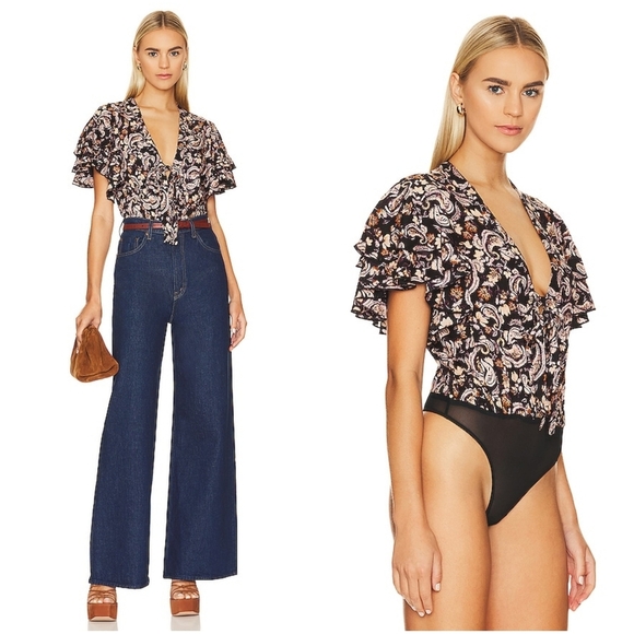 NWT Free People Revolve Call Me Later Bosysuit in Black Combo Small - Picture 1 of 10